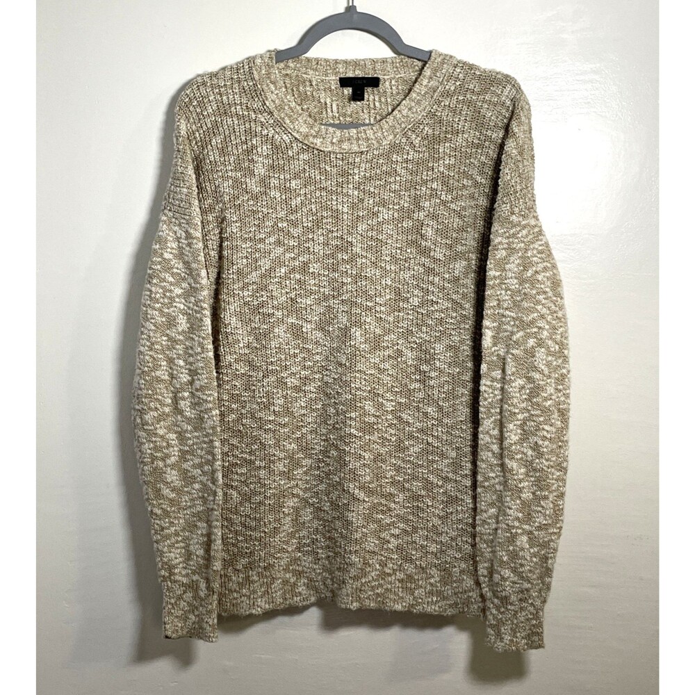 J.Crew Women's Linen Blend Oversized Sweater Beige Size Medium Preppy Casual